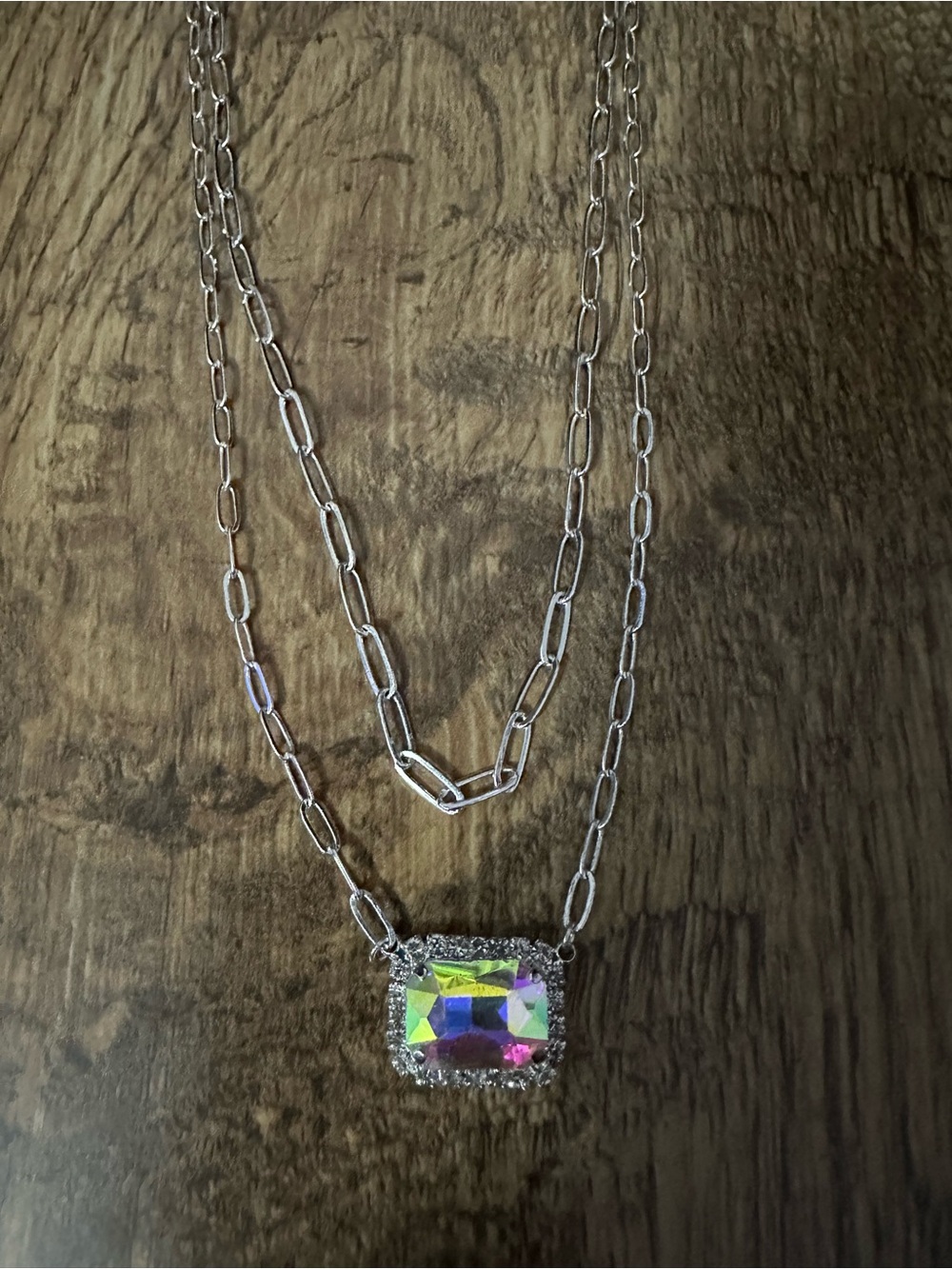 New Posh(sister co)Pink Panache silver double strand necklace.